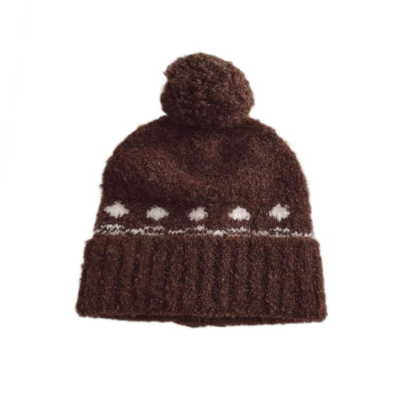 ZACPNCV Kids Winter Beanie Hat Boys Warm Knitted Fleece Lined Woollen Ski Pompom Hat for Girls Coffee Free Size
