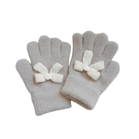 ZACPNCV Kids Winter Gloves for Boys Girls Warm Wool Lined Gloves Toddler Thermal Knitted Mittens Beige Free Size