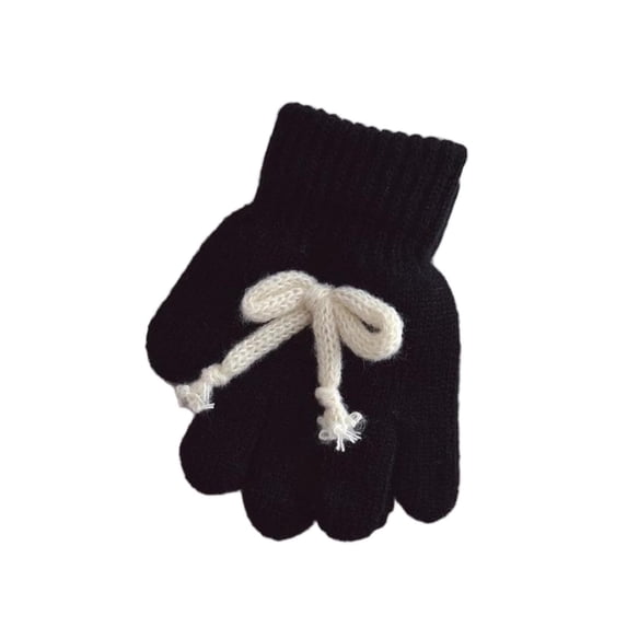 ZACPNCV Kids Winter Gloves for Boys Girls Warm Wool Lined Gloves Toddler Thermal Knitted Mittens Black Free Size