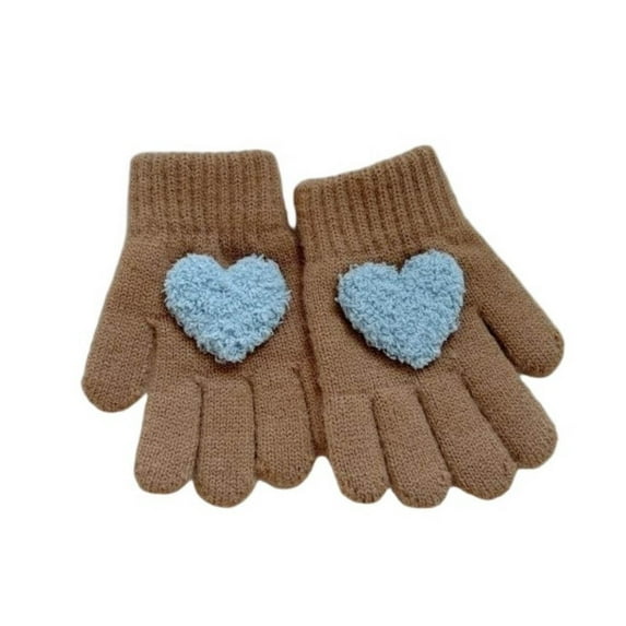 ZACPNCV Kids Winter Gloves for Boys Girls Warm Wool Lined Gloves Toddler Thermal Knitted Mittens Khaki Free Size