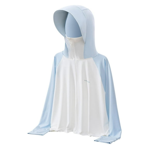 ZACPNCV Kids Zip-Up Cooling Sun Shirt Hoodies Girls Boys UPF50  Sun Protection Hooded Jacket Summer Jacket Blue 3-4 Years