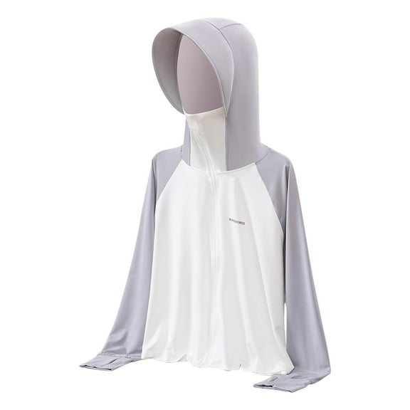 ZACPNCV Kids Zip-Up Cooling Sun Shirt Hoodies Girls Boys UPF50+ Sun Protection Hooded Jacket Summer Jacket Gray 7-8 Years