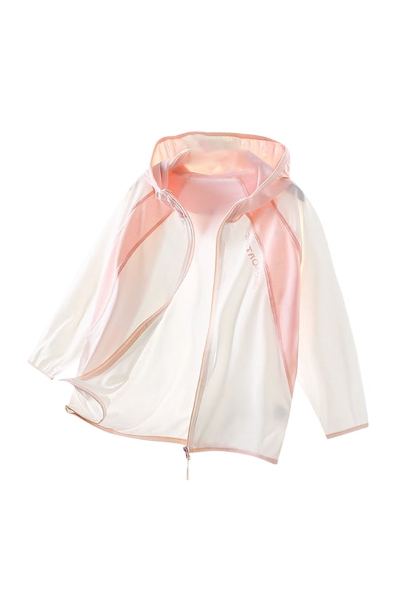 Kids Zip-Up Cooling Sun Shirt Hoodies Girls Boys UPF50+ Sun Protection Hooded Jacket Summer Jacket Pink 2-3 Years