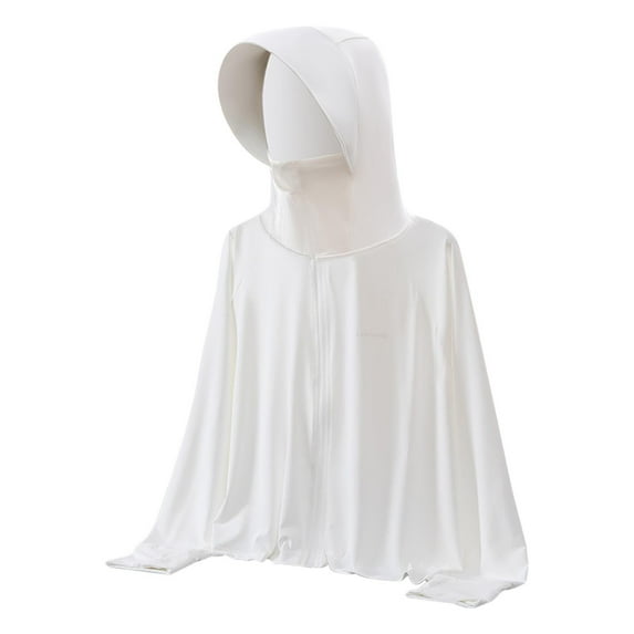 ZACPNCV Kids Zip-Up Cooling Sun Shirt Hoodies Girls Boys UPF50+ Sun Protection Hooded Jacket Summer Jacket White 7-8 Years