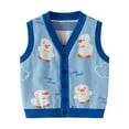 thumbnail image 1 of ZACPNCV Knit Vest for Baby Toddler Boys Snap Button V Neck Cardigan Sweater Vest Blue 3-4 Years, 1 of 9