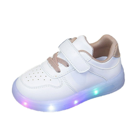 ZACPNCV Light Up Toddler Boys Girls Shoes Flashing Lightweight Tennis Walking Sneakers for Toddler Khaki