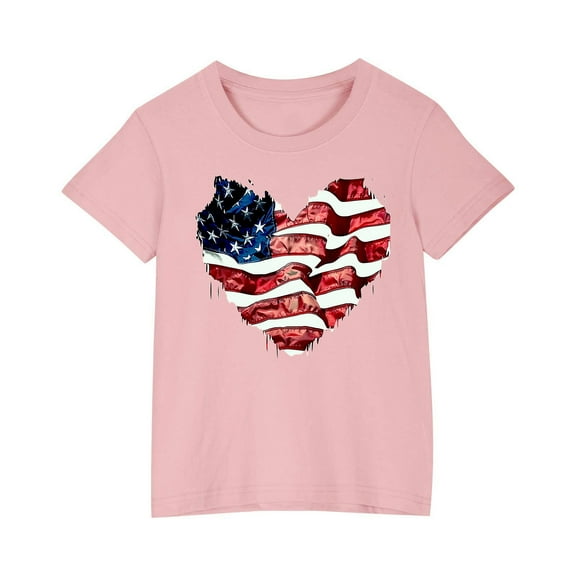 ZACPNCV Little Boys 4th of July T-Shirt Flag Tees Kids Toddler Short Sleeve Tee Shirts Pink 3-4 Years