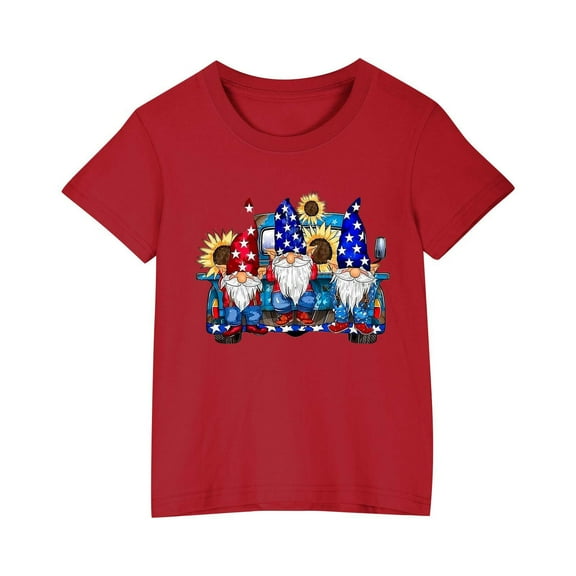 ZACPNCV Little Boys 4th of July T-Shirt Flag Tees Kids Toddler Short Sleeve Tee Shirts Red 5-6 Years
