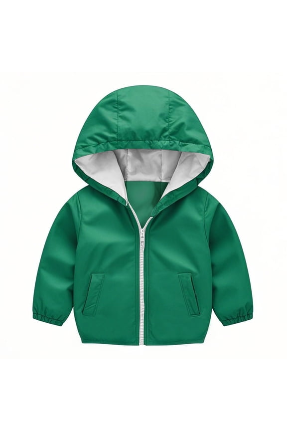 Little Girls Boys Rain Jacket Kids Raincoat Waterproof Hooded Rain Jackets Lightweight Outerwear for Zip Green 10-11 Years