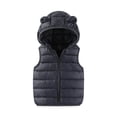 thumbnail image 1 of ZACPNCV Little Girls Boys Winter Warm quilted Sleeveless Hooded Puffer Jacket Pocket Down Vest Full Zip Waistcoat Gilet Dark Gray 12-18 Months, 1 of 4