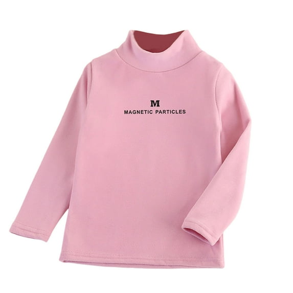ZACPNCV Little Girls Long Sleeve Tee Shirts Soft Turtleneck Layering Pullover Slim Stretchy Tops Pink 11-12 Years