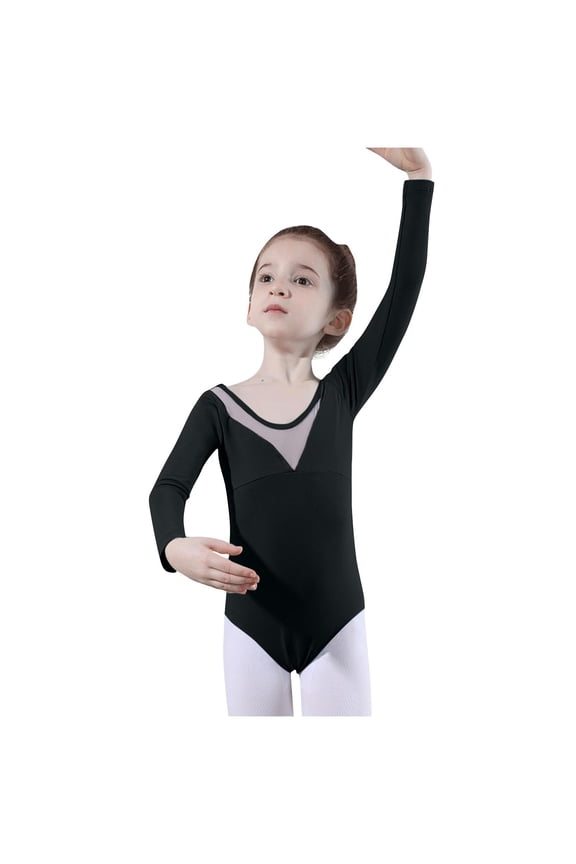 Long Sleeve Black Leotard for Girls Gymnastics Leotards Toddler Dance Ballet Bodysuit Black 9-10 Years