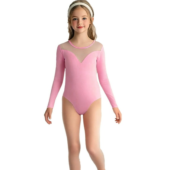 ZACPNCV Long Sleeve Black Leotard for Girls Gymnastics Leotards Toddler Dance Ballet Bodysuit Hot Pink 4-5 Years