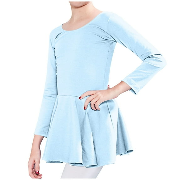 ZACPNCV Long Sleeve Black Leotard for Girls Gymnastics Leotards Toddler Dance Ballet Bodysuit Light Blue 10-11 Years