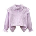 thumbnail image 1 of ZACPNCV Long Sleeve Blouses Girls Peter Pan Collar Shirt Vintage Lace Dressy Frilly Fall Tops Purple 5-6 Years, 1 of 3