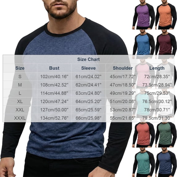 ZACPNCV Men Crew Neck Long Sleeve Colorblock T-Shirts Olive Green
