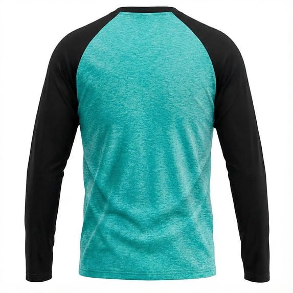 ZACPNCV Men Crew Neck Long Sleeve Colorblock T-Shirts Tops Mint Green
