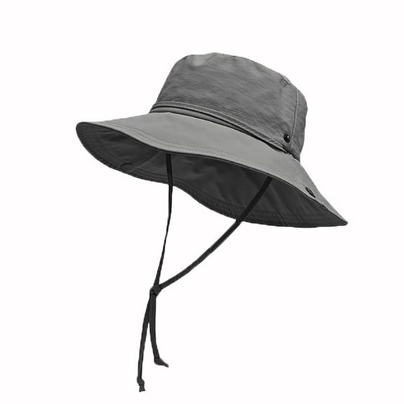 ZACPNCV Men Women UPF 50+ Sun Hat Wide Brim Foldable Bucket Hat for Fishing Hiking Beach Outdoor Gray Free Size