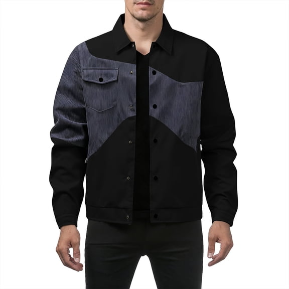 ZACPNCV Men Wool Loose Fit Loose Vintage Denim Jackets Man Cargo Button Jean Coat