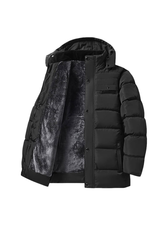 Men's Lightweight Puffer Jacket Hooded Warm Winter Coat Quilted Lined Water-Resistant Full Zip Bubble Jackets