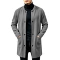 thumbnail image 1 of ZACPNCV Men's Long Cardigan Coat Solid Color Collarless Coat Open Front Button Down Jacket with Pockets Casual Slim Fit Winter Overcoat, 1 of 7