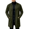 thumbnail image 1 of ZACPNCV Men's Long Cardigan Coat Solid Color Collarless Coat Open Front Button Down Jacket with Pockets Casual Slim Fit Winter Overcoat, 1 of 7