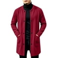 thumbnail image 1 of ZACPNCV Men's Long Cardigan Coat Solid Color Collarless Coat Open Front Button Down Jacket with Pockets Casual Slim Fit Winter Overcoat, 1 of 7
