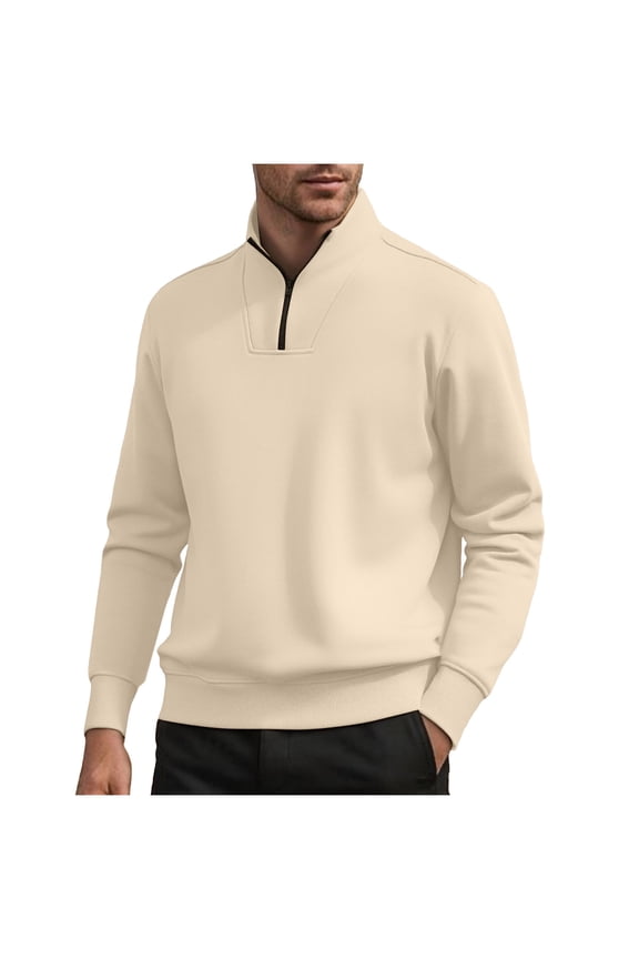 Men's Quarter Zip Pullover Fleece Lined Long Sleeve Golf Shirts Midweight 1/4 Half Zip Sweatshirts