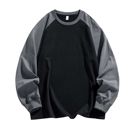 ZACPNCV Men's Raglan Long Sleeve Colorblock Crew Neck Casual T-Shirt,Black
