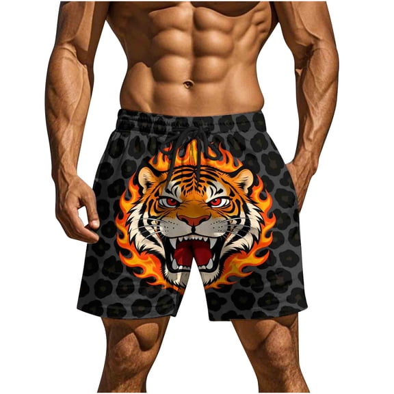 Lovskoo Men's Trunks Quick Dry with Pockets Cartoon Face Print 4 Way Stretch Swim Shorts for Men
