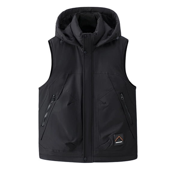 ZACPNCV Men's Winter Puffer Vest Sleeveless Warm Zipper Lightweight Jacket Vest with Removable Hood