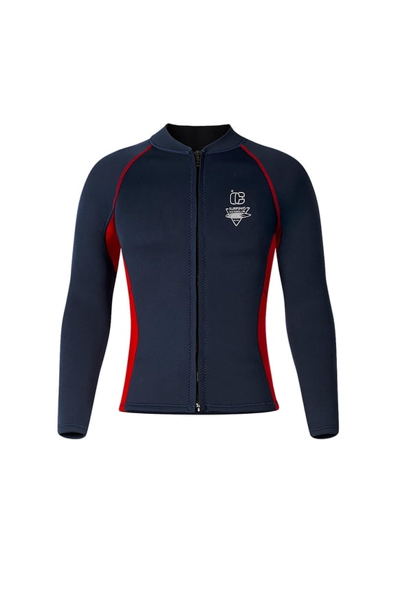 Mens 3mm Neoprene Wetsuit Top Long Sleeve Thermal Rash Guard for Diving Snorkeling Surfing Cold Water Protection