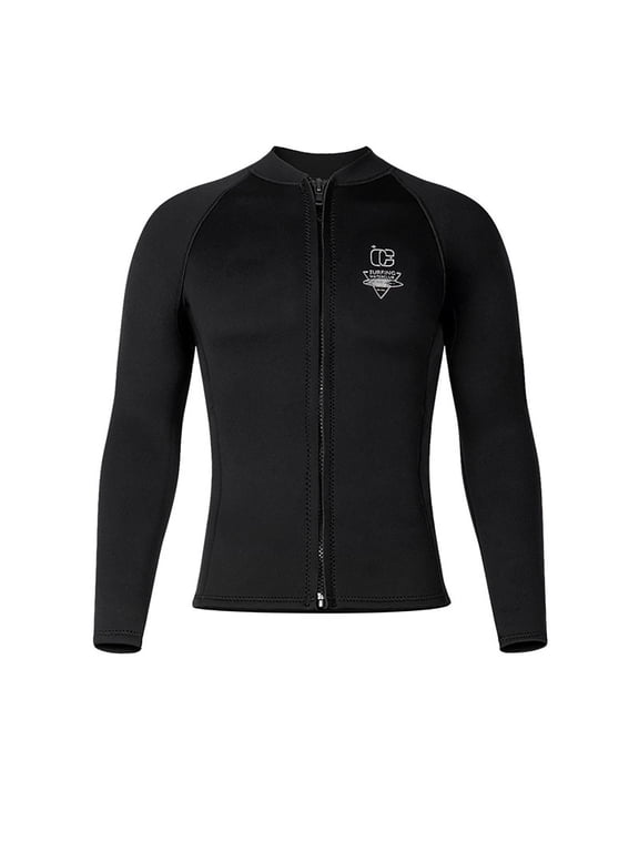 Mens 3mm Neoprene Wetsuit Top Long Sleeve Thermal Rash Guard for Diving Snorkeling Surfing Cold Water Protection