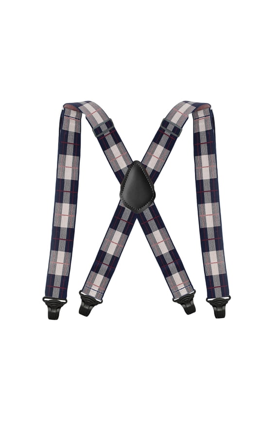 Mens Dress Suspenders 4 Clip Elastic Design 1.4 Inch Straps X Back Adjustable for Business Suit and Casual Wear
