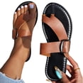 thumbnail image 1 of ZACPNCV Mens Flat Flip Flops Solid Color Round Toe Soft Sole Indoor Outdoor Beach Sandals, 1 of 7