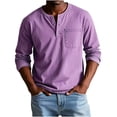 thumbnail image 1 of ZACPNCV Mens Henley Shirts Long Sleeve Button Cotton T-Shirt with Pocket, 1 of 6