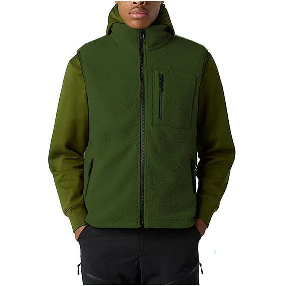 ZACPNCV Mens Polar Fleece Vest Winter Warm Lightweight Sleeveless Jackets Cozy Soft Zip Up Stand Collar Vests Outerwear
