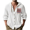 thumbnail image 1 of Lovskoo Mens Printed Long Sleeve Linen Blend Hooded Shirt Button Closure Front Pockets Casual Oversized Top, 1 of 9