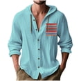 thumbnail image 1 of Lovskoo Mens Printed Long Sleeve Linen Blend Hooded Shirt Button Closure Front Pockets Casual Oversized Top, 1 of 9