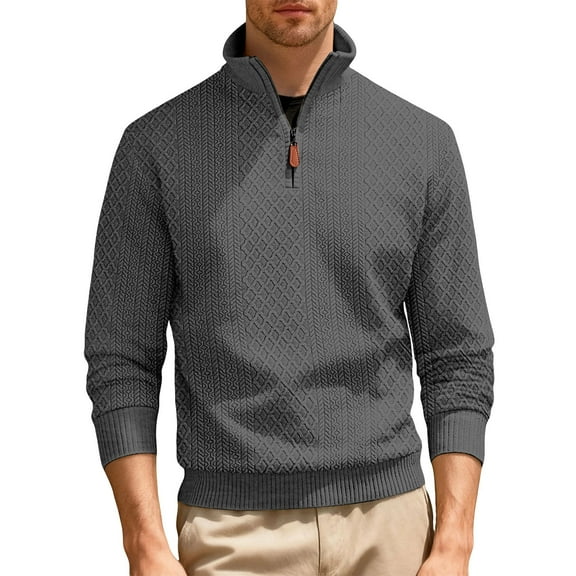 ZACPNCV Mens Quarter Zip Pullover Slim Fit Lightweight Knit Pullover Sweaters Casual Sweater