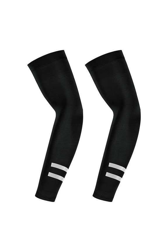 Mens Reflective Ice Silk Arm Sleeves for Night Cycling Running Breathable Quick Dry Sun Protection Solid Color Outdoor Sports Safety