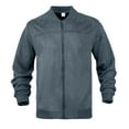 thumbnail image 1 of Lovskoo Mens Suede Bomber Jacket Zipper Front Solid Color with Panel Design Minimalist Stylish Outerwear, 1 of 5