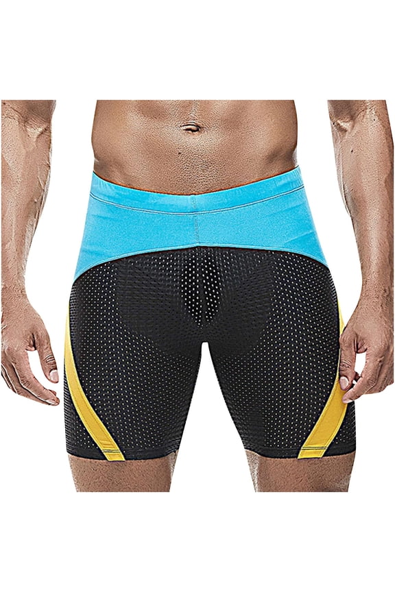 Mens Tight Fit Quick Dry Low Rise 1/4 Length Swim Shorts Compression Bathing Suit for Lap Swimming Training