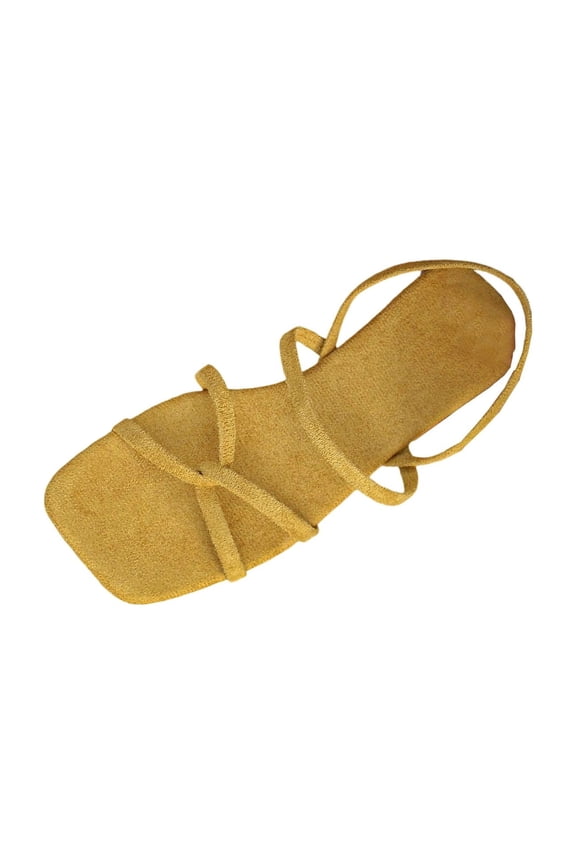 Minimalist Thin Strap Flat Sandals Women Square Toe One Strap Crisscross Casual Summer Boho Beach Shoes