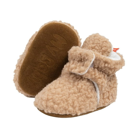ZACPNCV Newborn Baby Booties Cotton Knit Shoes Soft Cozy First Wakers Warm Booties for Toddler Infant Girl Boy Khaki 0-6 Months