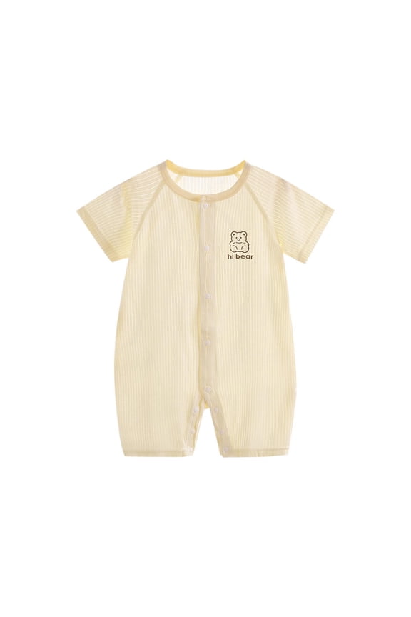 Newborn Baby Boys Girls Romper One-Piece Beach Outfit Summer Clothes Yellow 2-4 Months