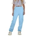 thumbnail image 1 of ZACPNCV Parachute Pants for Girls Cargo Jogger Pants Wide Leg Streetwear Kid Teen Jogger Trousers with Pockets Light Blue 11-12 Years, 1 of 9