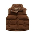 thumbnail image 1 of ZACPNCV Puffer Vest Girls Sleeveless Zip Up Outerwear Stand Collar Quilted Vest Warm Winter Jackets Coats with Pocket Coffee 11-12 Years, 1 of 5