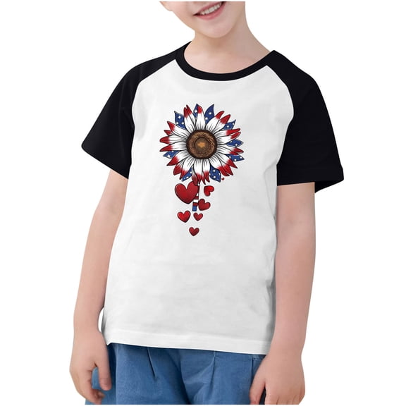 ZACPNCV Shirts for Kids Boys Summer USA Flag Graphic Short Sleeve 4th of July Shirt Patriotic Tee Blouses Independence Day Gifts Black 3-4 Years