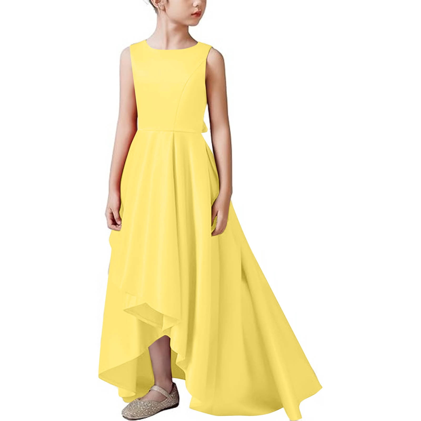 ZACPNCV Short Sleeves Junior Bridesmaid Dresses Square Neck Flower Girl Dress Chiffon A Line Pageant Gown Yellow 9-10 Years - Walmart.com ZACPNCV Short Sleeves Junior Bridesmaid Dresses Square Neck Flower Girl Dress Chiffon A Line Pageant Gown Yellow 9-10 Years - Walmart.com